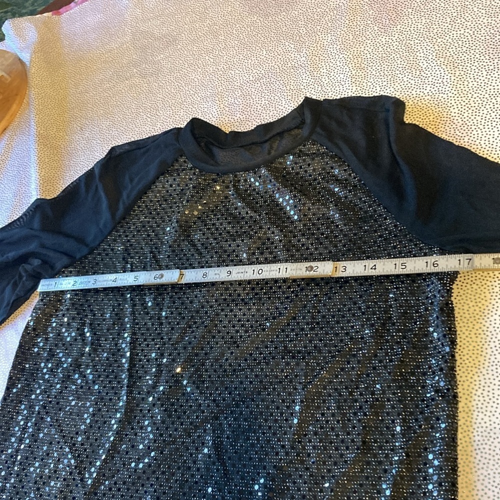 SHEINNeu Contrast Mesh Raglan Sleeve Sequin Top size XS new - Picture 10 of 12